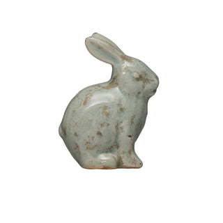 Distressed Ceramic Aqua Rabbit brown and turquoise