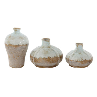 Distressed Terracotta Vases Assorted cream brown
