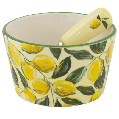Painterly Lemons Bowl & Spreader