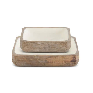 Square Enameled Wood Tray