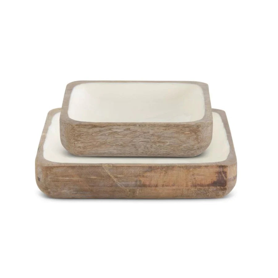 Square Enameled Wood Tray