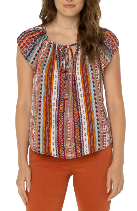 Liverpool Striped Petal Sleeve Top