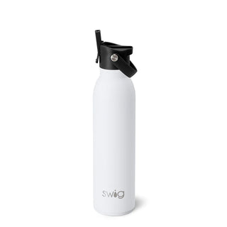 A white 20oz stainless steel water bottle with a silicone base and 'SWIG' branding on the front.