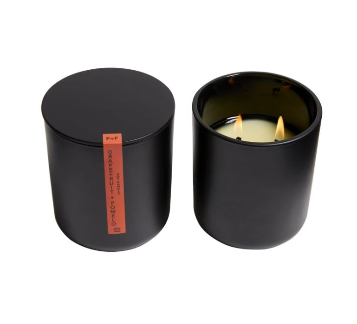 Hillhouse Naturals Grapefruit Pomelo 2 Wick Candle in Black Glass