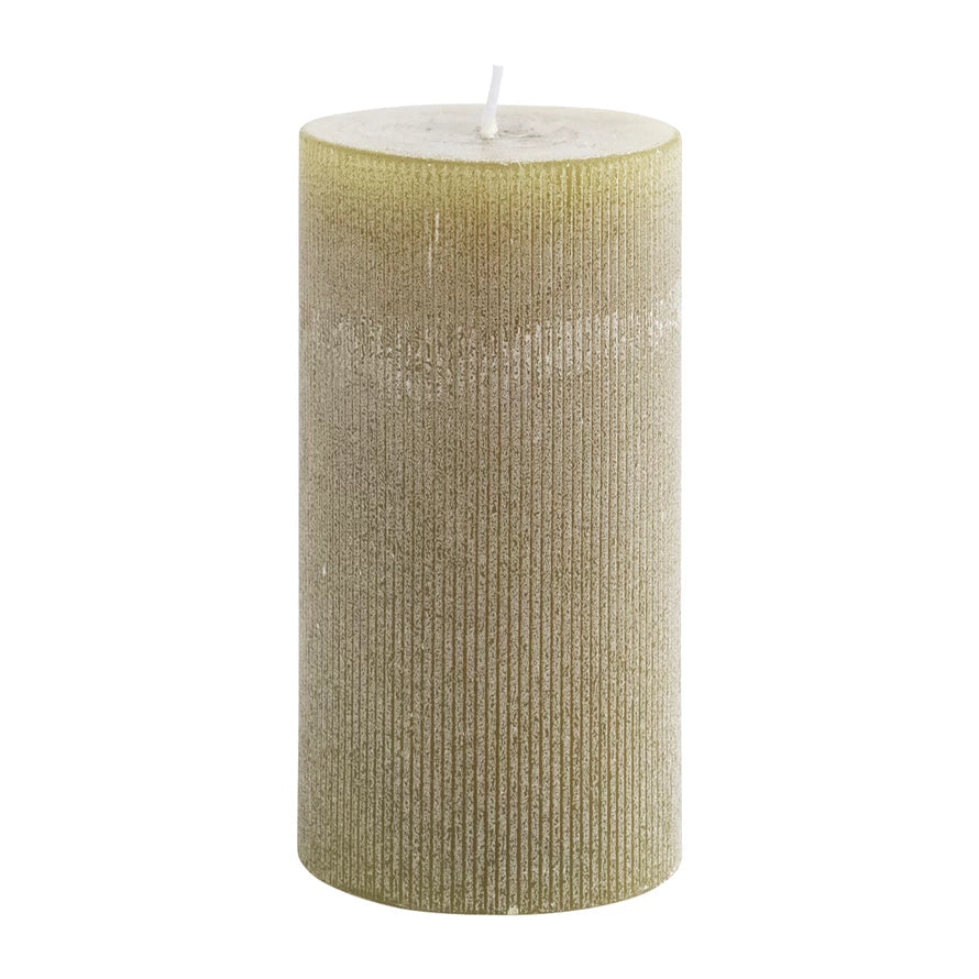 Green 3X6 Pleated Pillar Candle