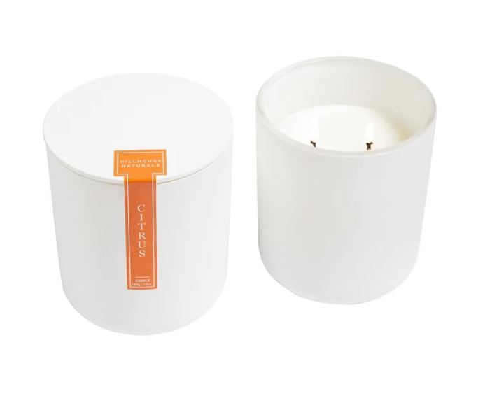 Hillhouse Naturals Citrus 2 Wick Candle in White Glass