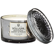 Load image into Gallery viewer, Voluspa Makassar Ebony &amp; Peach Corta Maison Candle
