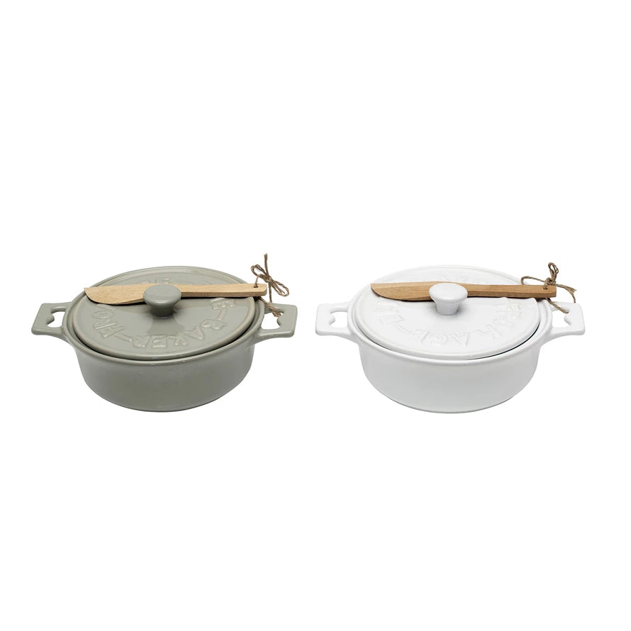 Round Stoneware Brie Dish