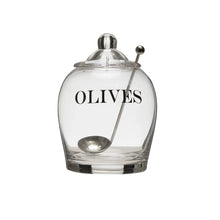 Load image into Gallery viewer, Glass Olive Jar with Slotted Spoon
