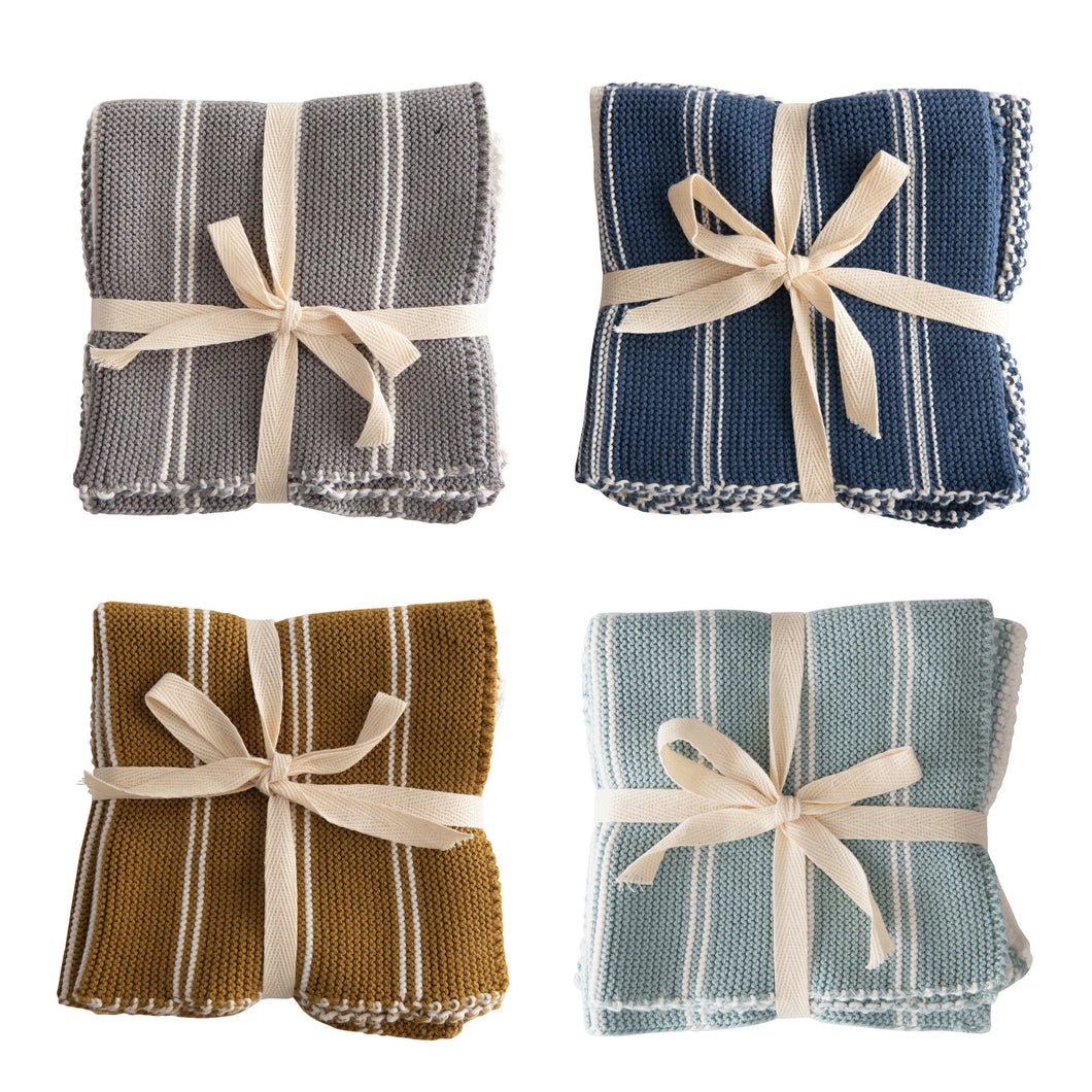 Set of 2 Cotton Knit Dish Towels
