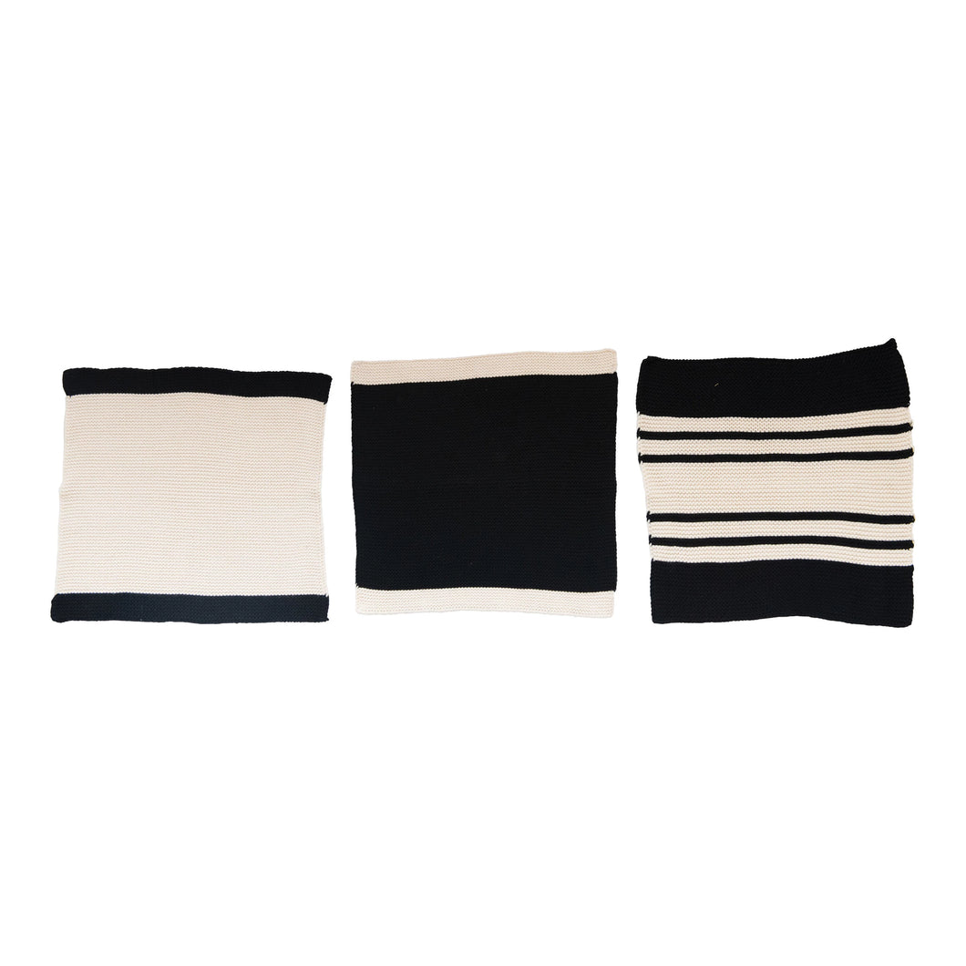 Black & Cream Cotton Knit Dish Cloths