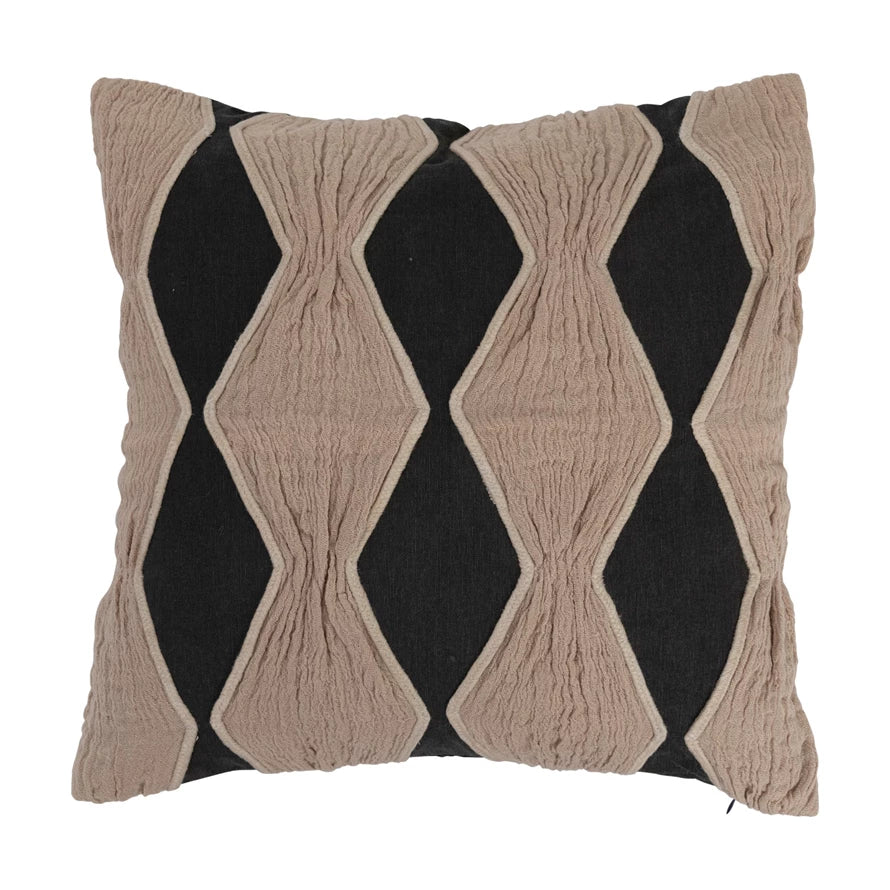 Tan & Charcoal Diamond Pillow