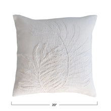 Load image into Gallery viewer, 20&quot; Cotton Pillow with Botanical Embroidery
