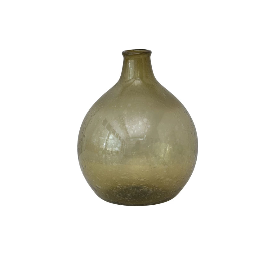 Green Hand Blown Glass Vase