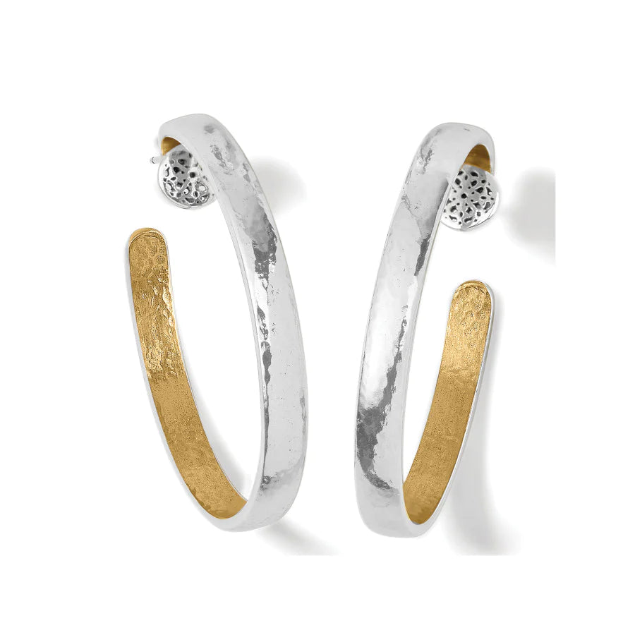 Brighton Ferrara Entrata Medium Hoop Earrings Silver-Gold