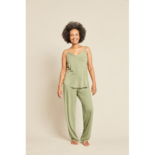 boody sage colored tank top, organic bamboo, spaghetti straps, goodnight sleep cami 